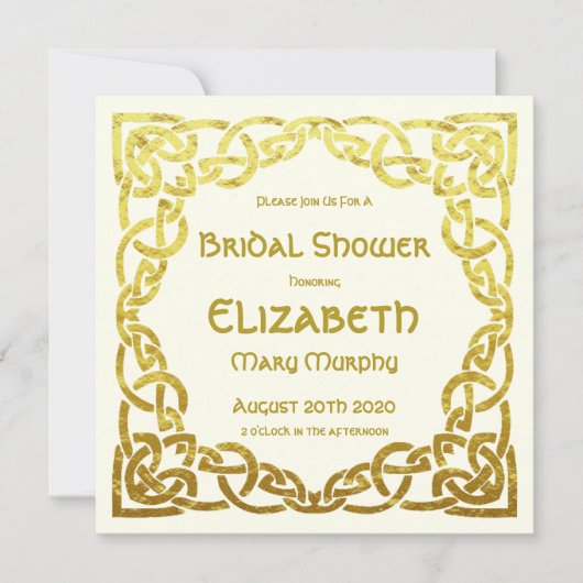 Celtic Wedding Faux Gold Celtic Knot Vrijgezellenf Kaart (Voorkant)