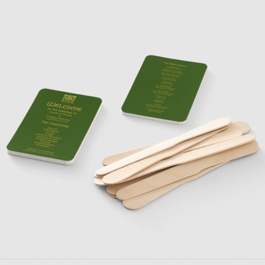 Celtic Wedding Faux Gold |Green Ceremony-programma Handwaaier (Niet-gemonteerd)