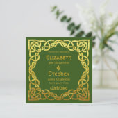 Celtic Wedding Green | Faux Gold Celtic Knot Kaart (Staand voorkant)