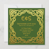Celtic Wedding Green | Faux Gold Celtic Knot Kaart (Achterkant)