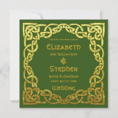 Celtic Wedding Green | Faux Gold Celtic Knot Kaart (Voorkant)