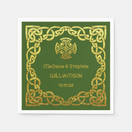 Celtic Wedding Green Faux Gold Personalize Servet