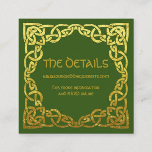 Celtic Wedding Green   Website Faux Gold-gegevens Vierkante Visitekaartje