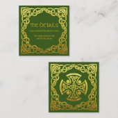 Celtic Wedding Green | Website Faux Gold-gegevens Vierkante Visitekaartje (Voorkant / Achterkant)