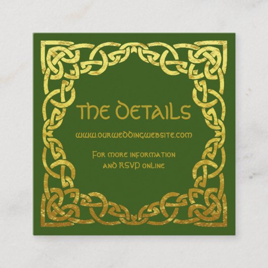 Celtic Wedding Green | Website Faux Gold-gegevens Vierkante Visitekaartje (Voorkant)