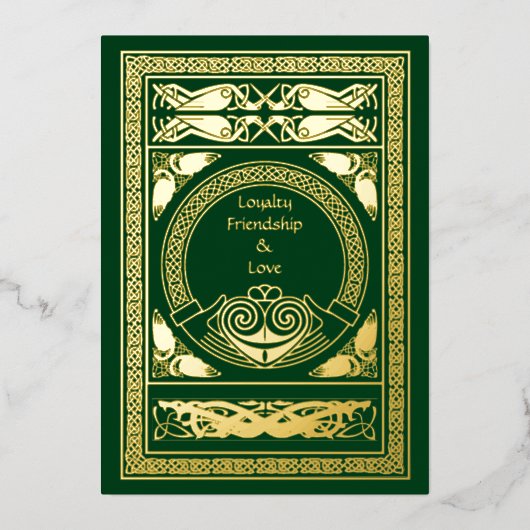 Celtic Wedding Invitation met Claddagh Folie Uitnodiging (Voorkant)