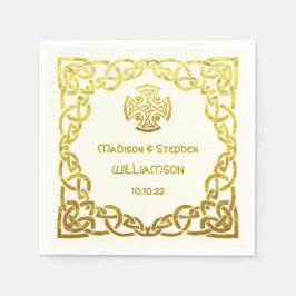 Celtic Wedding Ivory and Faux Gold Personalize Servet