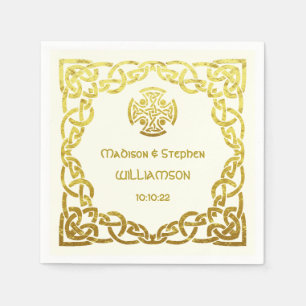 Celtic Wedding Ivory and Faux Gold Personalize Servet