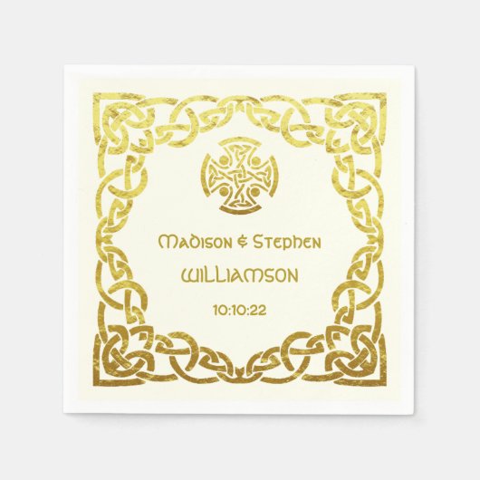 Celtic Wedding Ivory and Faux Gold Personalize Servet (Voorkant)