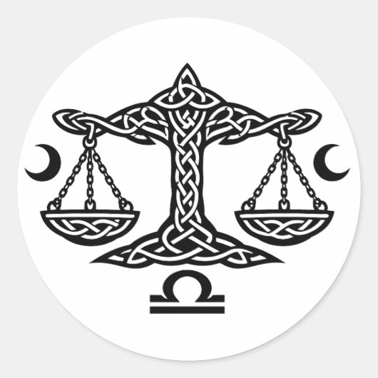 Celtic Weegschaal door BurnsInHell Ronde Sticker (Voorkant)
