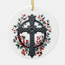 Celtic Winter Cross Christmas Ornament