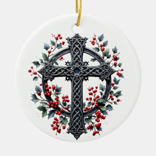 Celtic Winter Cross Christmas Ornament (Voorkant)