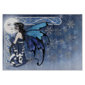 Celtic Winter Moon Fairy Blue Snowflakes Fantasy Snijplank (Voorkant)