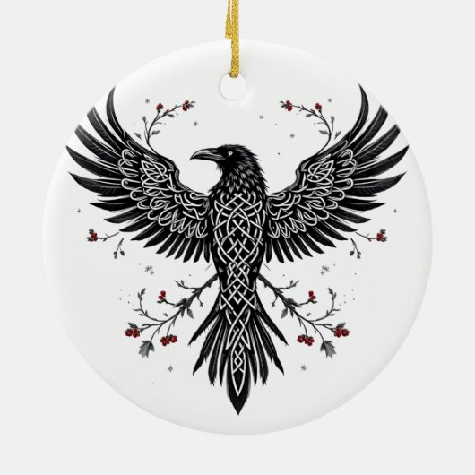 Celtic Winter Raven Christmas Ornament (Achterkant)