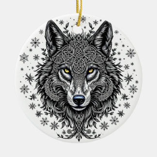 Celtic Winter Wolf Christmas Ornament