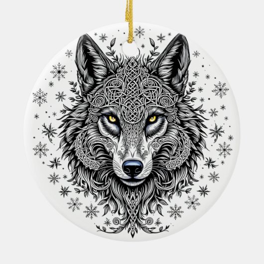 Celtic Winter Wolf Christmas Ornament (Achterkant)