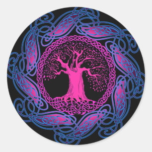 Celtic Wisdom Tree (Ultra Violet versie) Ronde Sticker