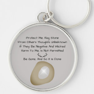 Celtic Witch Hag Stone Protection Spell Grey Sleutelhanger