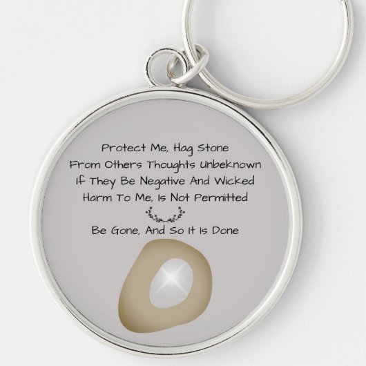 Celtic Witch Hag Stone Protection Spell Grey Sleutelhanger (Voorkant)