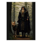 Celtic Wizard en Wolf Canvas Afdrukken (Voorkant)