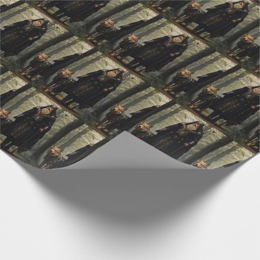 Celtic Wizard en Wolf Canvas Afdrukken Cadeaupapier (Hoek)