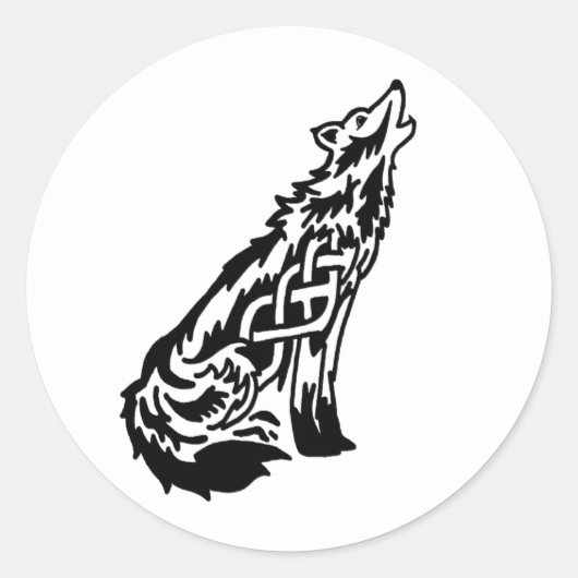 Celtic Wolf Classic Round Sticker (Voorkant)