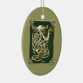 Celtic Wolf - Groene achtergrond Keramisch Ornament (Rechts)