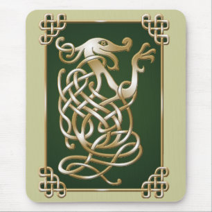 Celtic Wolf - Groene achtergrond Muismat