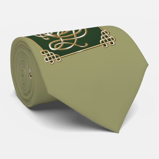 Celtic Wolf - Groene achtergrond Stropdas (Opgerold)