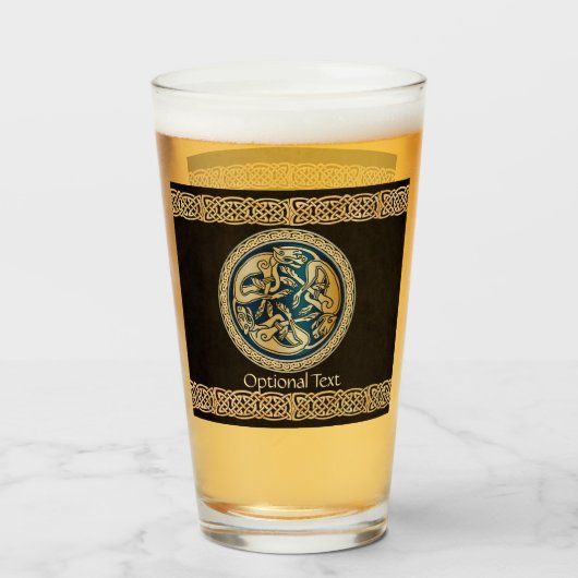 Celtic Wolf Knotwork Triad Glas (Voorkant gevuld)