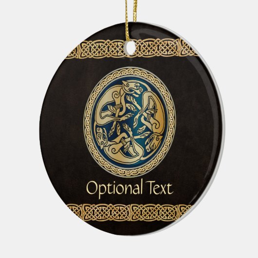 Celtic Wolf Knotwork Triad Keramisch Ornament (Links)