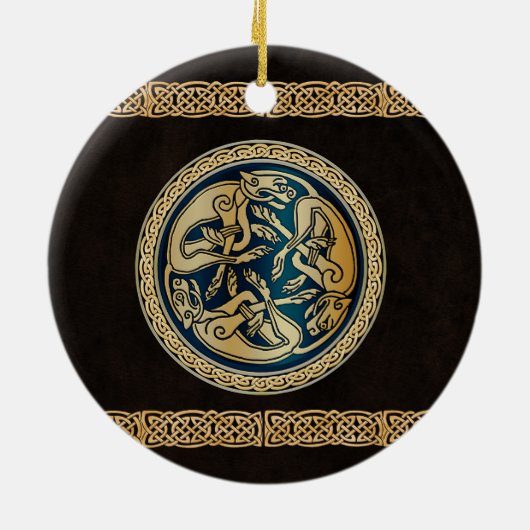 Celtic Wolf Knotwork Triad Keramisch Ornament (Achterkant)