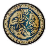Celtic Wolf Knotwork Triad Keramische Knop (Voorkant)