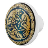 Celtic Wolf Knotwork Triad Keramische Knop (Rechts)