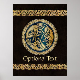 Celtic Wolf Knotwork Triad Poster
