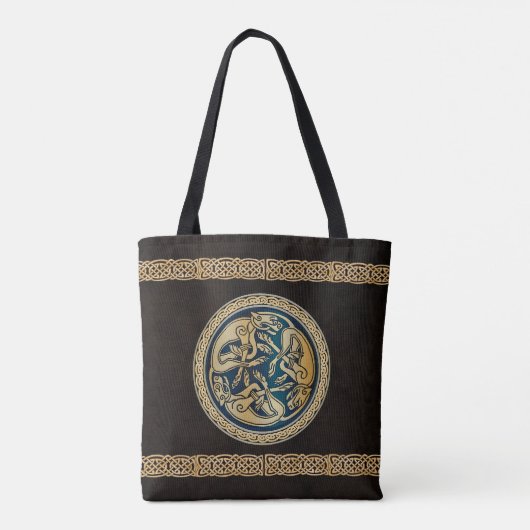 Celtic Wolf Knotwork Triad Tote Bag (Achterkant)