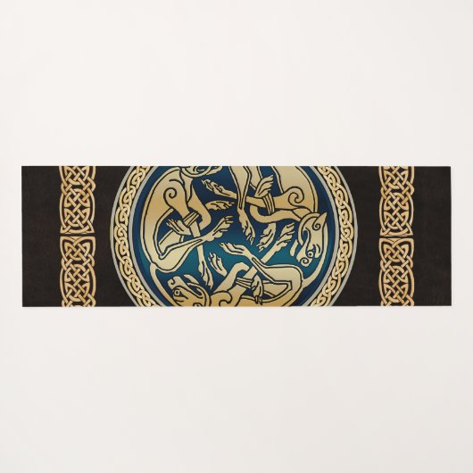 Celtic Wolf Knotwork Triad Yogamat (Achterkant (horizontaal))