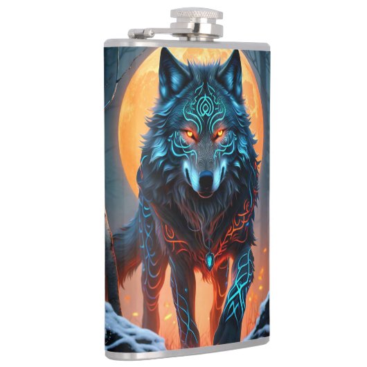 Celtic Wolf Moonlit Forest Heupfles (Rechts)