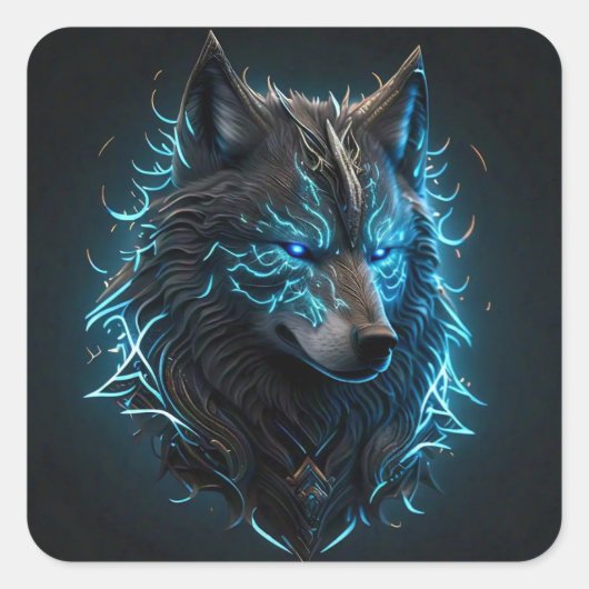 Celtic Wolf Square Sticker (Voorkant)