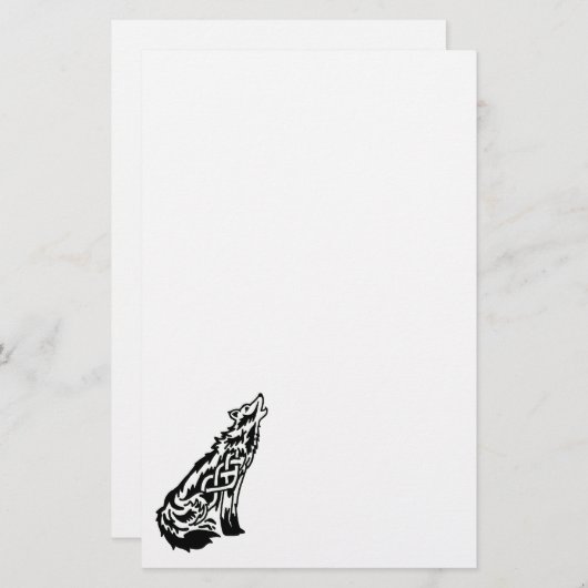Celtic Wolf Stationery Briefpapier (Voorkant / Achterkant)