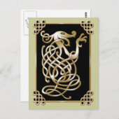 Celtic Wolf - Zwarte achtergrond Briefkaart (Voorkant / Achterkant)