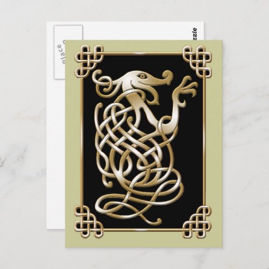 Celtic Wolf - Zwarte achtergrond Briefkaart (Voorkant / Achterkant)