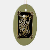Celtic Wolf - Zwarte achtergrond Keramisch Ornament (Rechts)