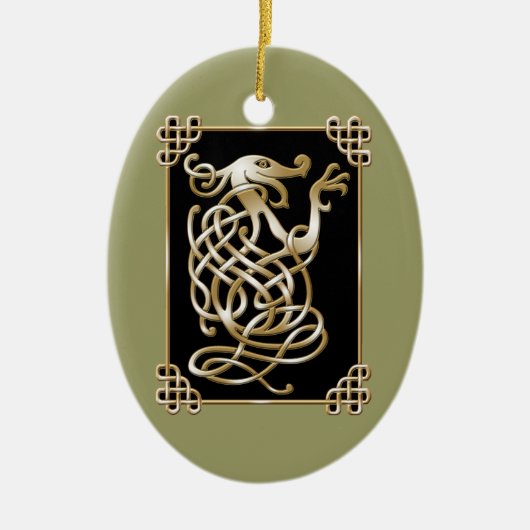 Celtic Wolf - Zwarte achtergrond Keramisch Ornament (Voorkant)