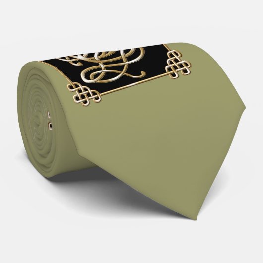 Celtic Wolf - Zwarte achtergrond Stropdas (Opgerold)