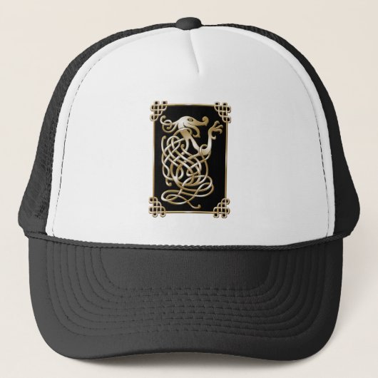 Celtic Wolf - Zwarte achtergrond Trucker Pet (Voorkant)