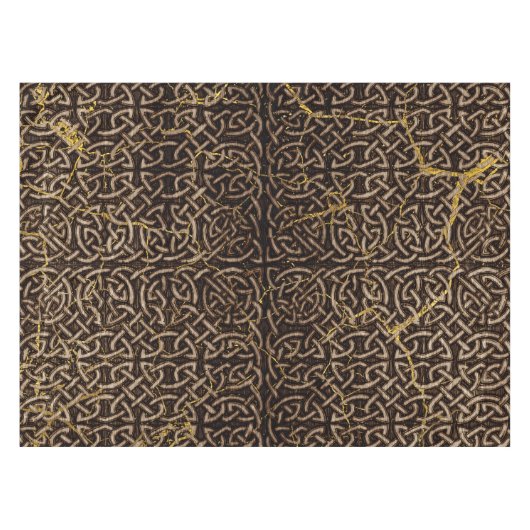 Celtic Wood Pattern met Gold Marble Tafelkleed (Voorkant (Horizontaal))