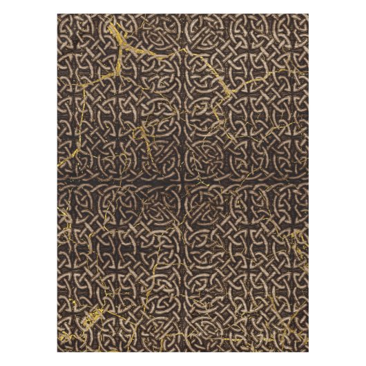 Celtic Wood Pattern met Gold Marble Tafelkleed (Voorkant)