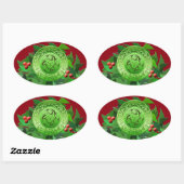 Celtic Yule Spiraal met Holly Ovale Sticker (Vel)