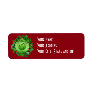 Celtic Yule Spiral met Holly Etiket